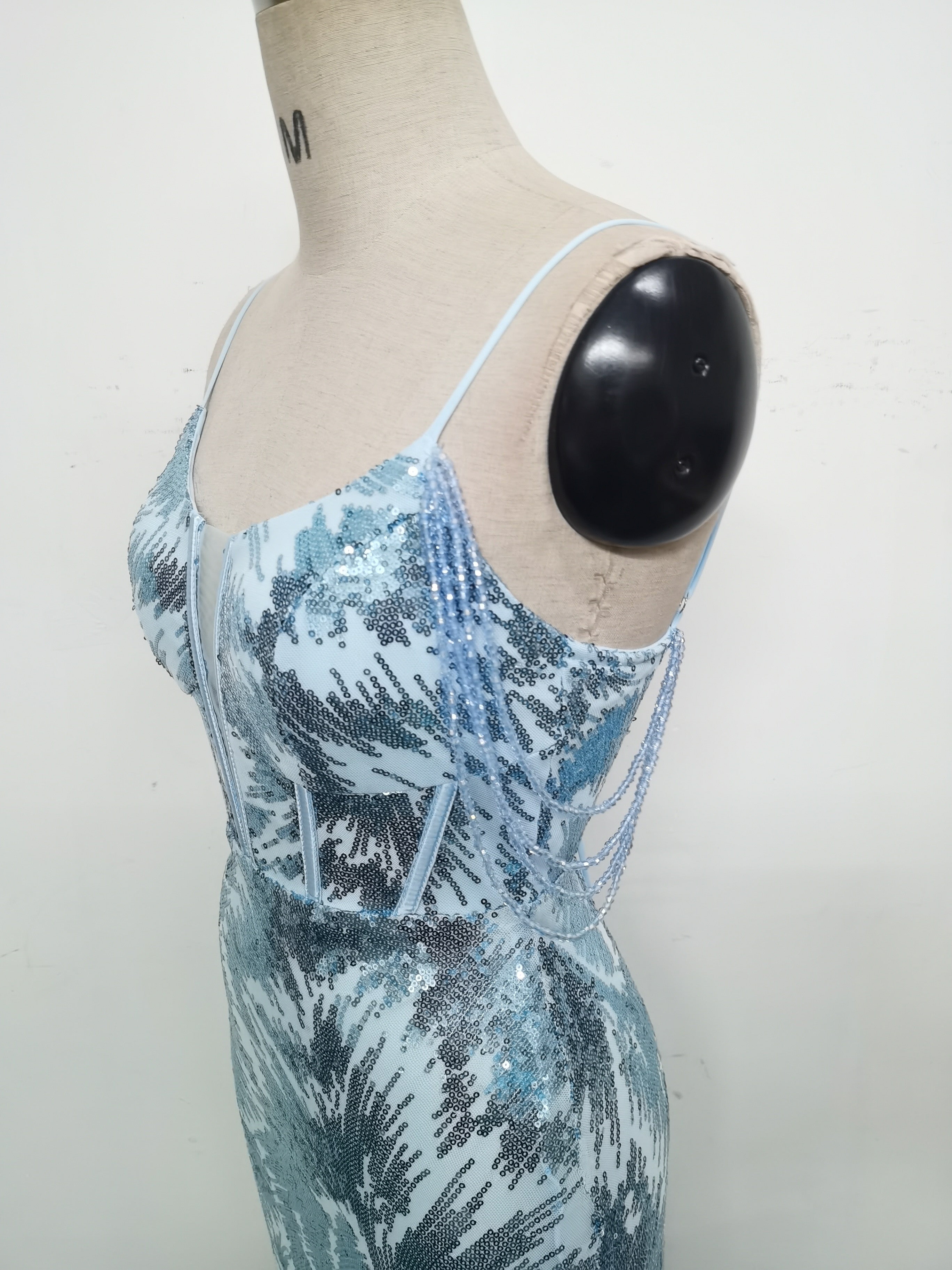 Women cross Lace-Up fishtail evening dress Formal Party evening dress 66