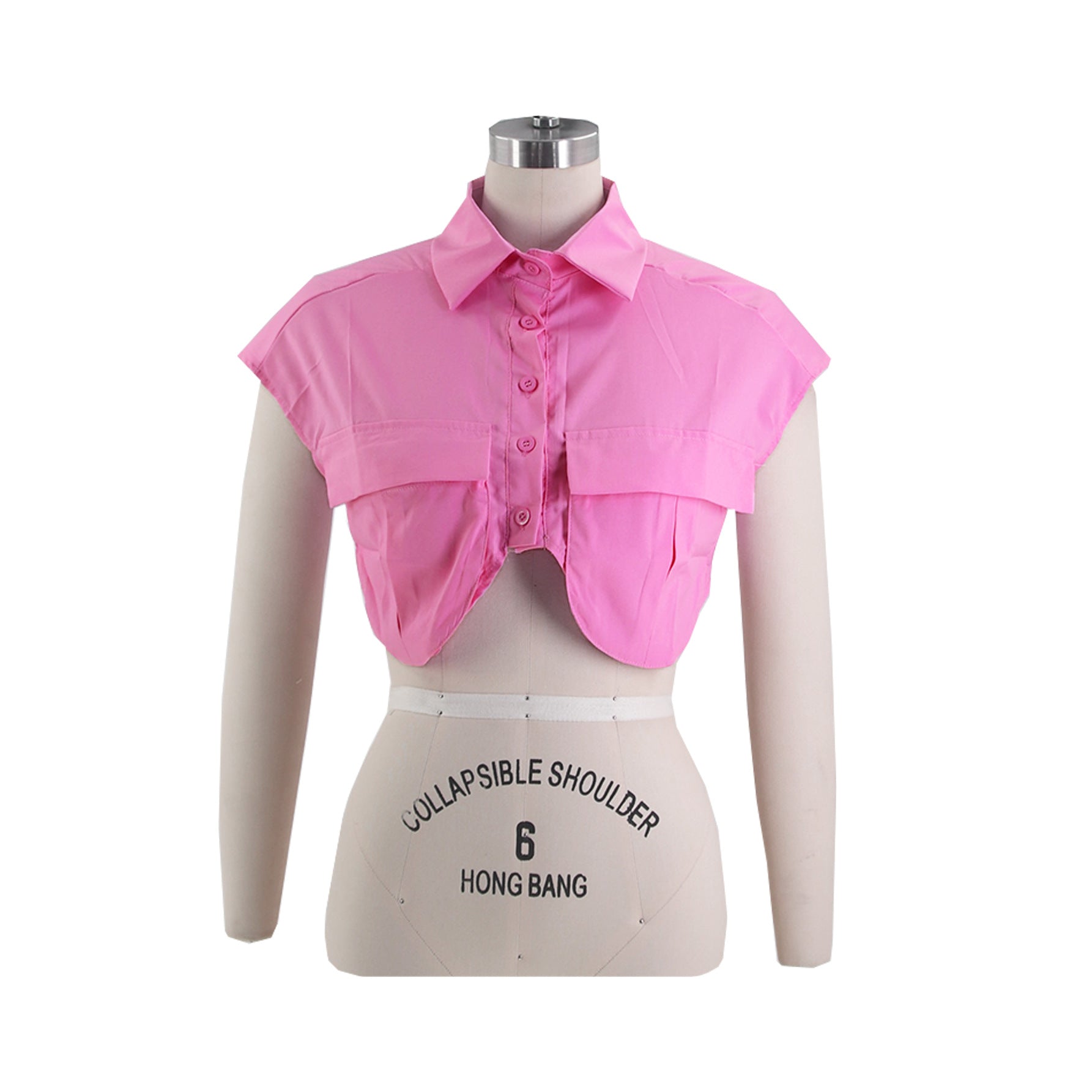 Sexy Solid Color Pocket Patchwork Irregular Loose Single Breasted Shirt 6