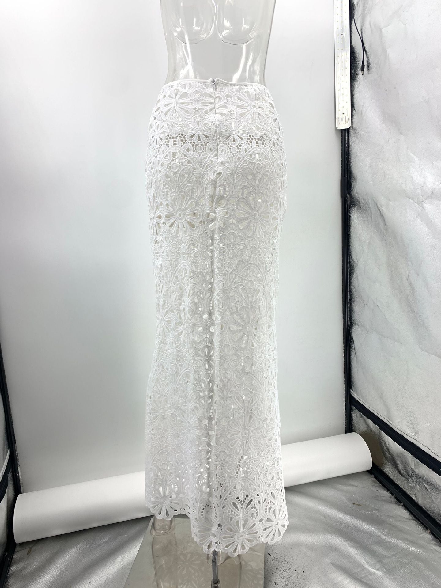 Fitted Lace Cut-Out Top & Skirt Two-Piece Set 19