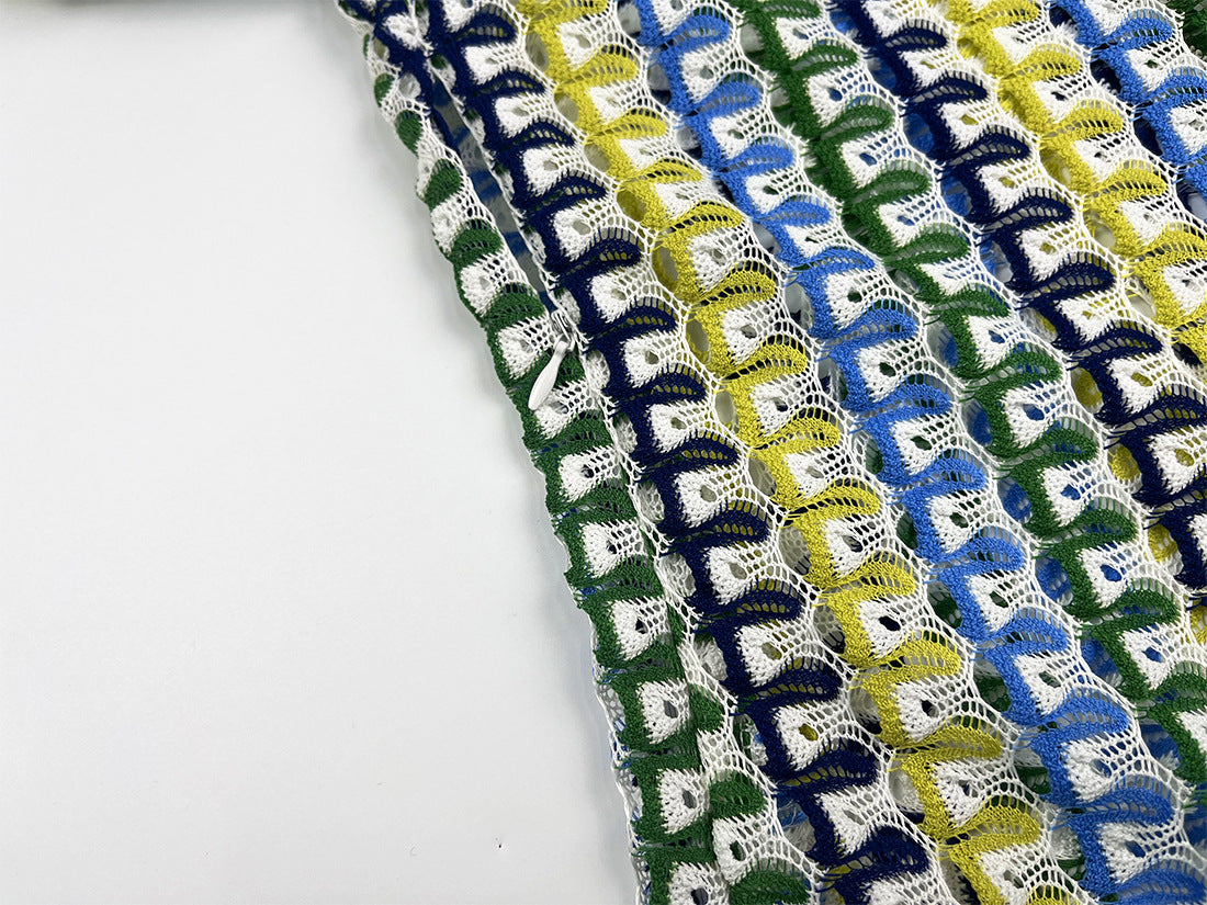 Women Contrast Color Lace Hollow Slit Maxi Dress 22