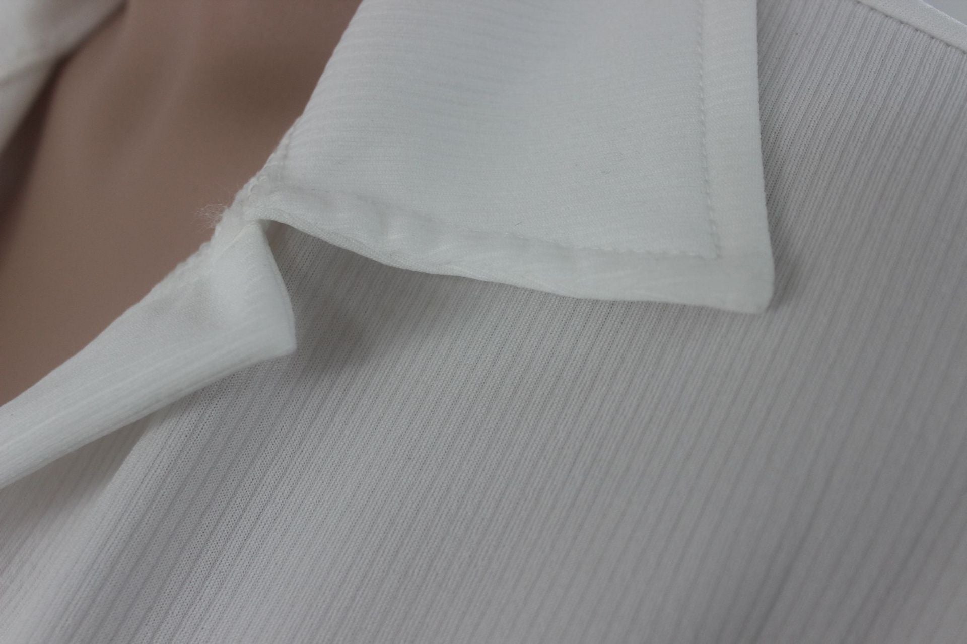 Plus Size Women White Half Open Collar Long Sleeve Dress 7