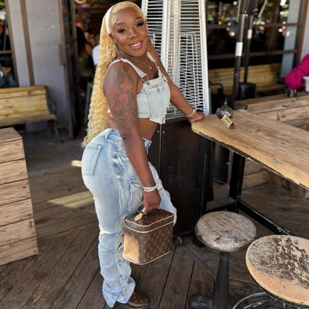 Women street Cargo Denim Pants 5