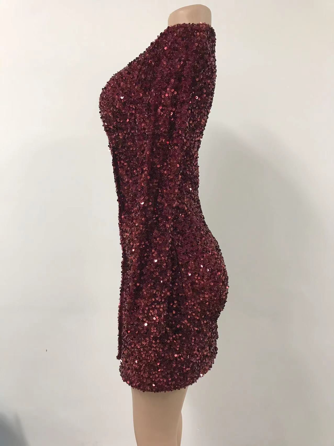 Women Sexy Black Sequins double breasted long sleeve career dress 8