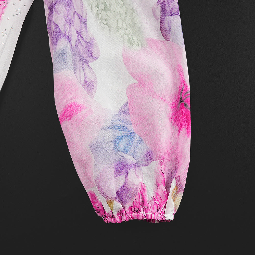 Muslim Print Chiffon Plus Size Women's Long Dress 18