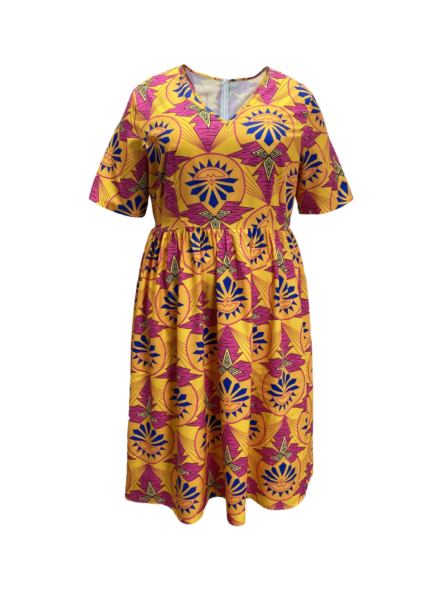 Plus Size Women Multi-Color Printed Holidays Dress 3