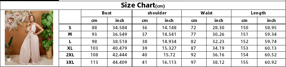 Women's Fashion V-neck Long Sleeve Turndown Collar Loose Pleated Wide Leg Jumpsuit 11