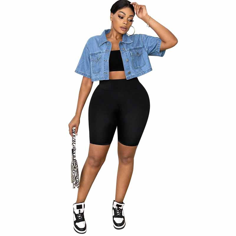 Women Denim Summer Thin Crop Shirt 5