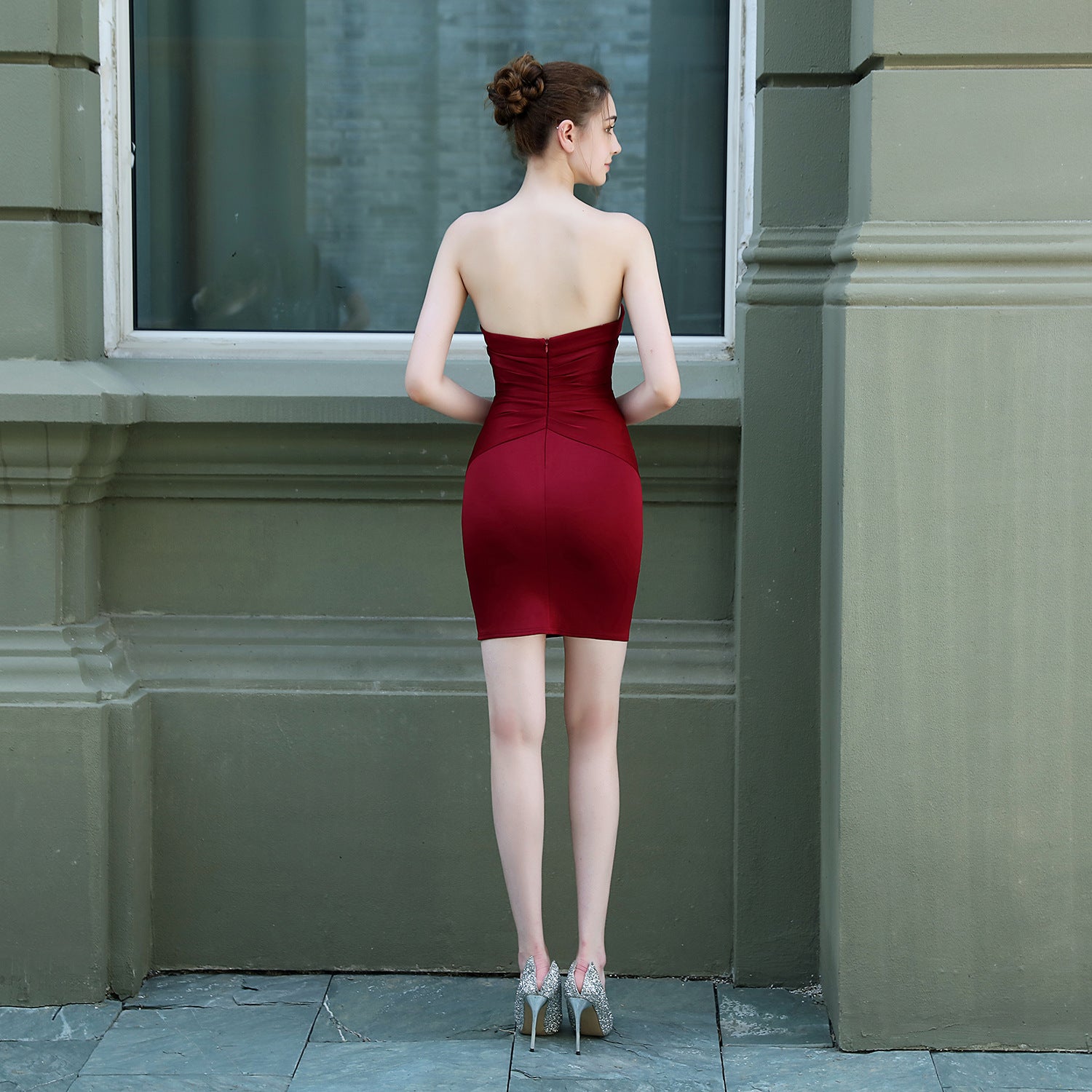 Women Strapless Elegant Formal Party Mini Evening Dress 9