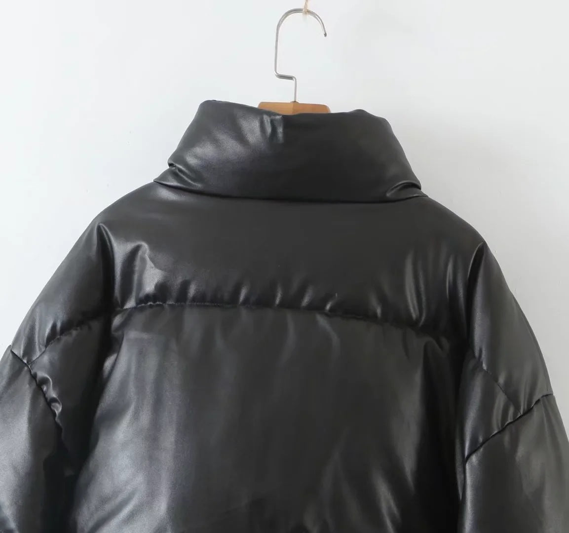 women's winter style fashion Stand Collar zipper pocket warm cotton-padded jacket 89