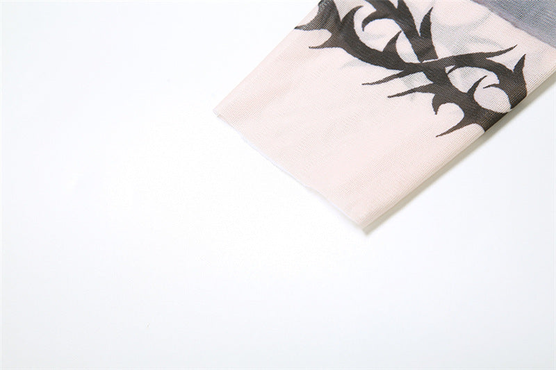 Autumn Women mesh embroidery See-Through Top and trousers two-piece set 14