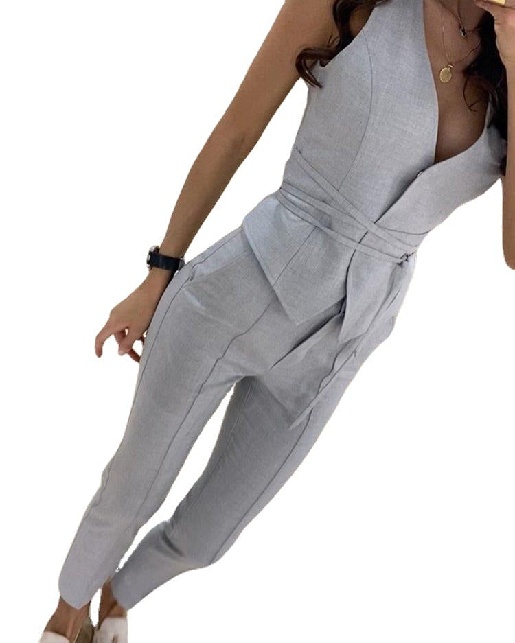 Summer Chic Slim Waist Sexy Vest Tight Pants Two-Piece Set For Women 7