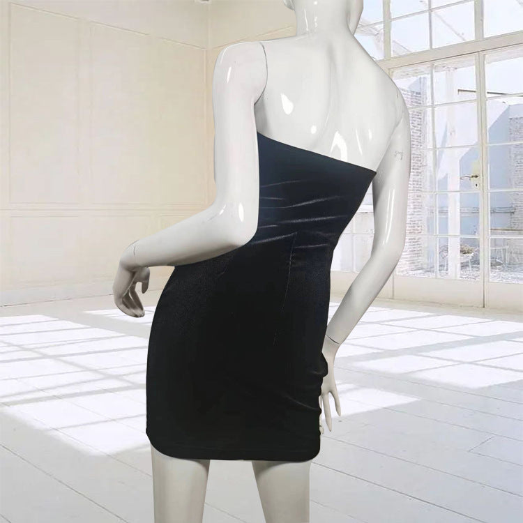 Women One Shoulder Bow Strapless Dress Two-piece Dress Set 19