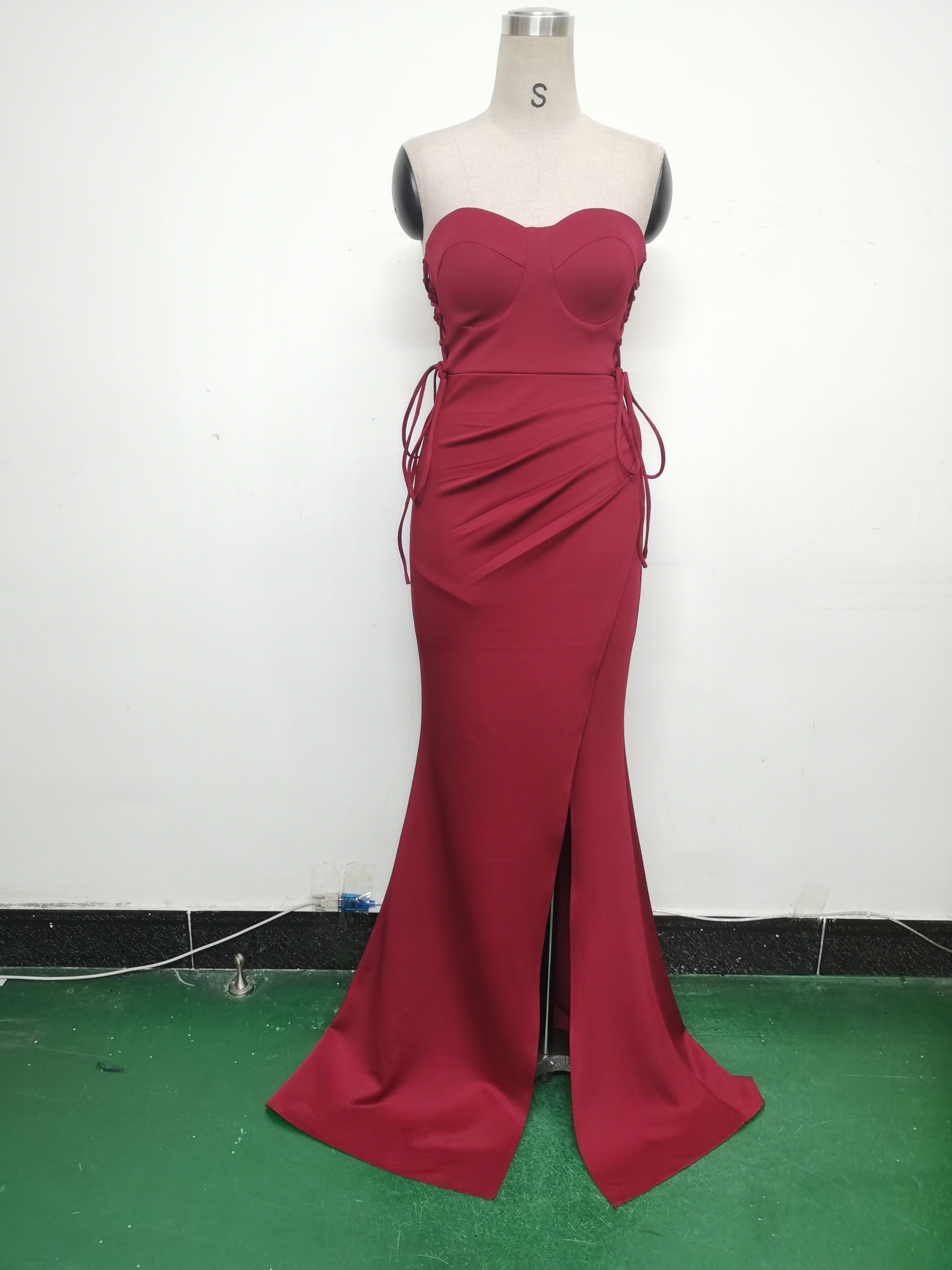 Women Two-way Rope Binding Satin Evening Dress 23