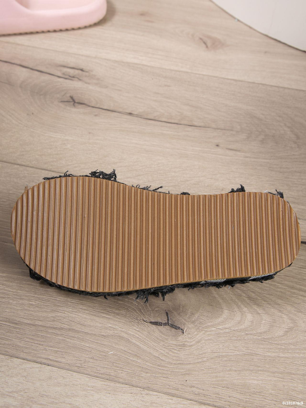 Women Washed Denim Platform Slippers 33