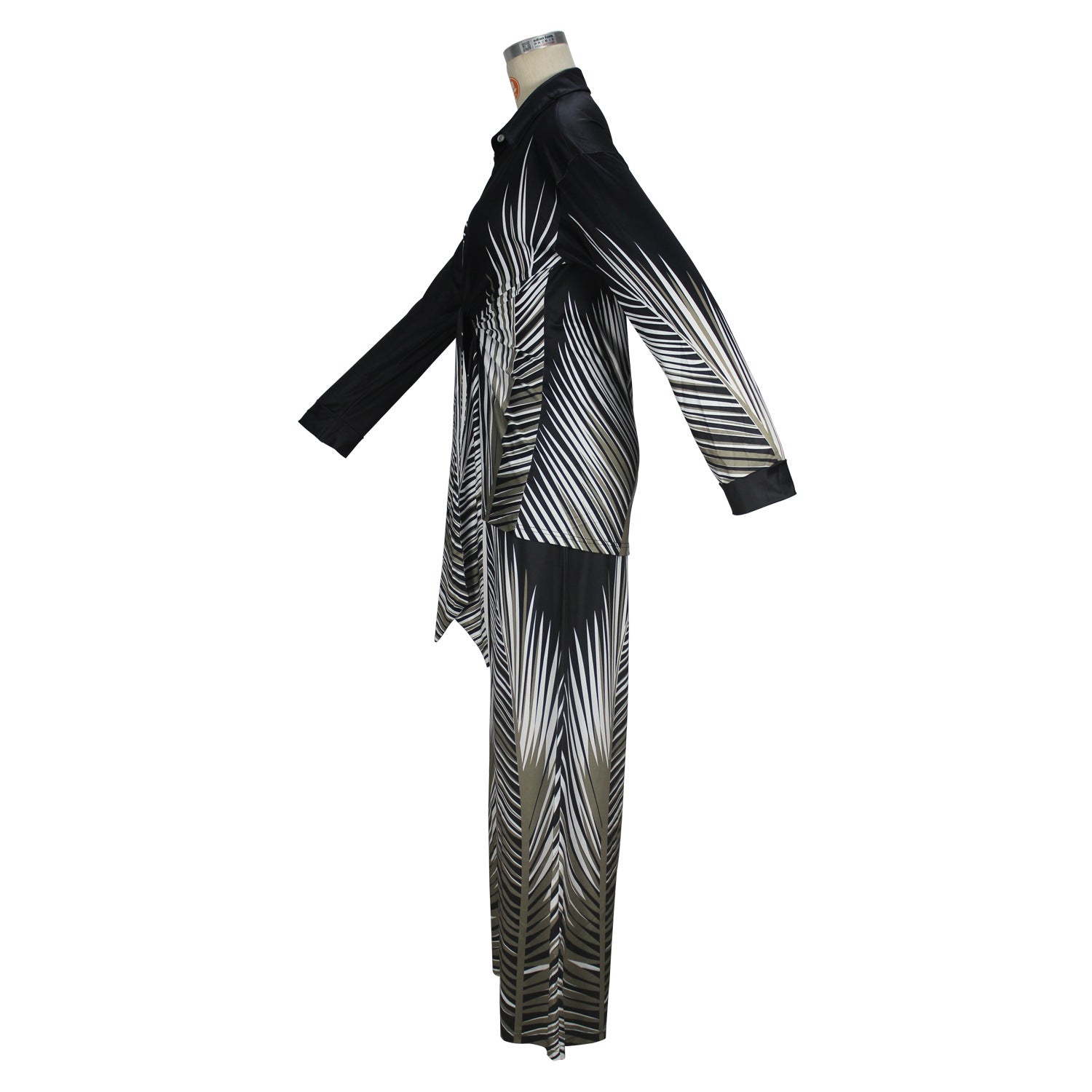 Women Casual Printed Long Sleeve Shirt and Pants Two-piece Set 4