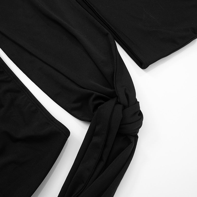 Women Summer Solid Slash Shoulder Off Shoulder Lace Hollow Sexy Bodycon Dress 14