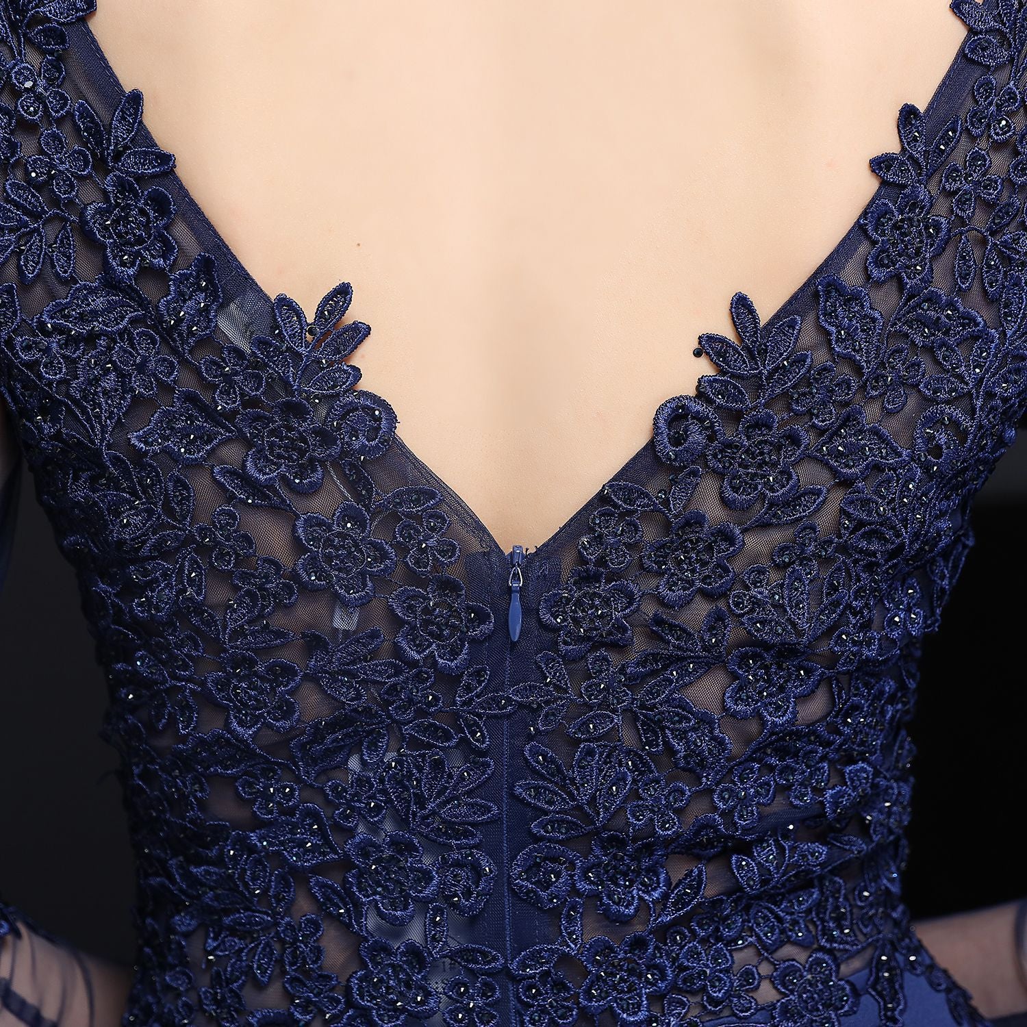 Autumn Occasional Formal Lace Upper V-Neck Mermaid Evening Dress 28