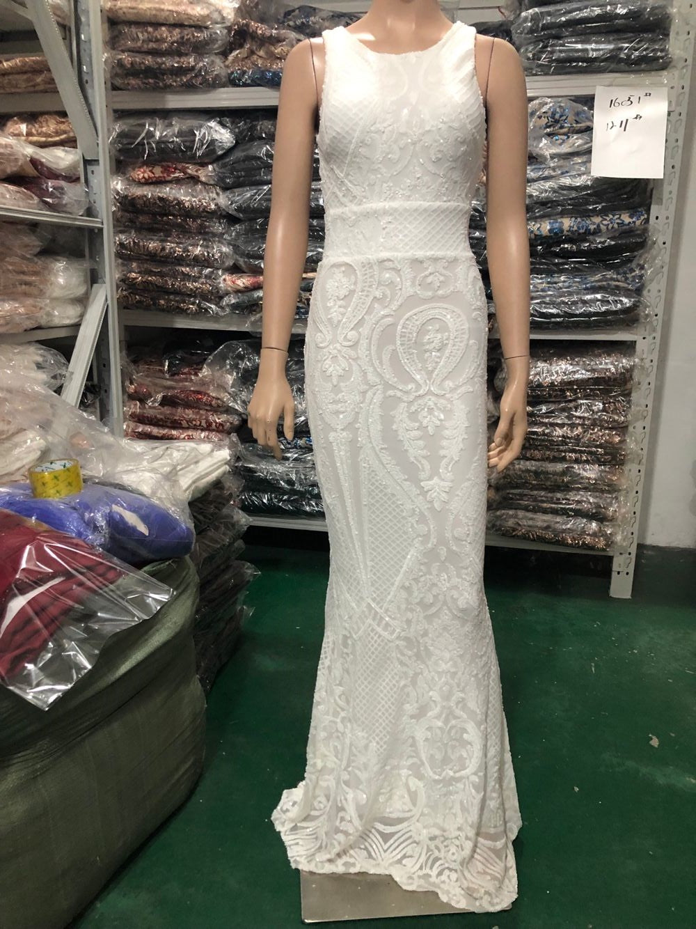 Lace & Sequin Fishtail Wedding Dress Romantic Bridal Evening Gown 21