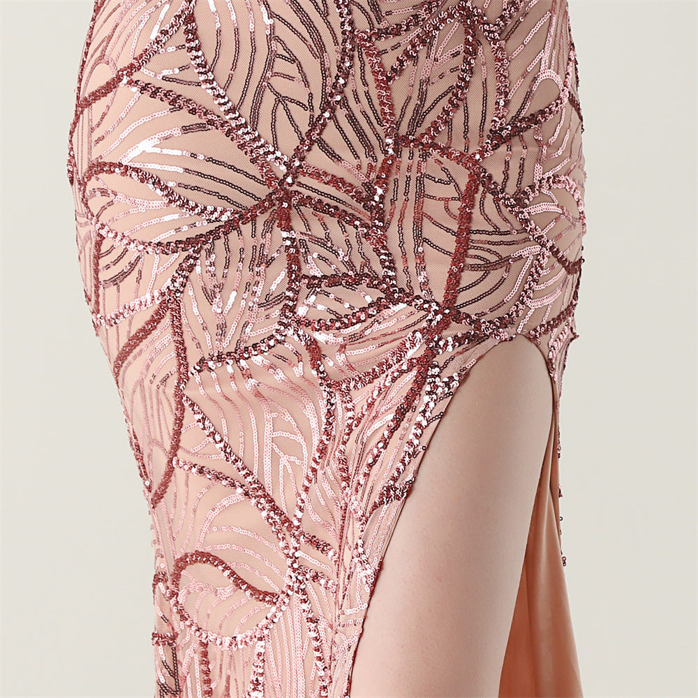 Women One Shoulder Beaded Sequin Embroidery Formal Party Prom Wedding Evening Dress 81