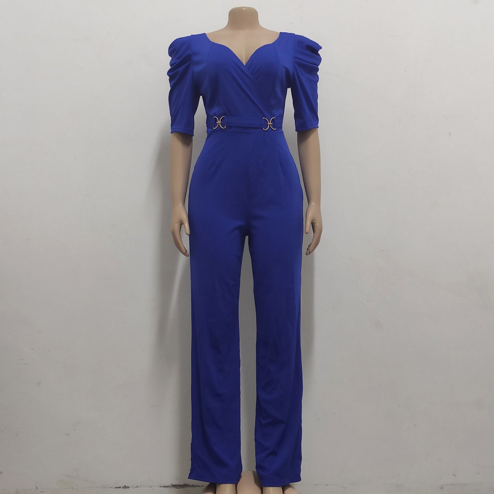Sexy Fashion Solid Color Three-Quarter Sleeve V-Neck Jumpsuit Women's Clothing 18