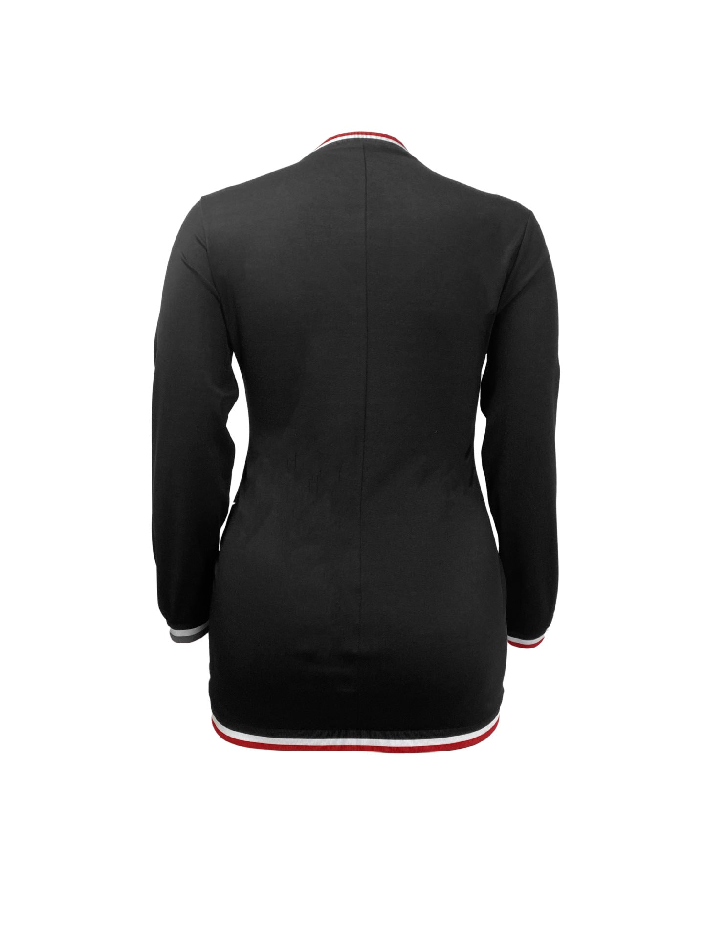 Women's Plus Size Slim V Neck Solid Color Long Sleeve Bodycon Dress 4