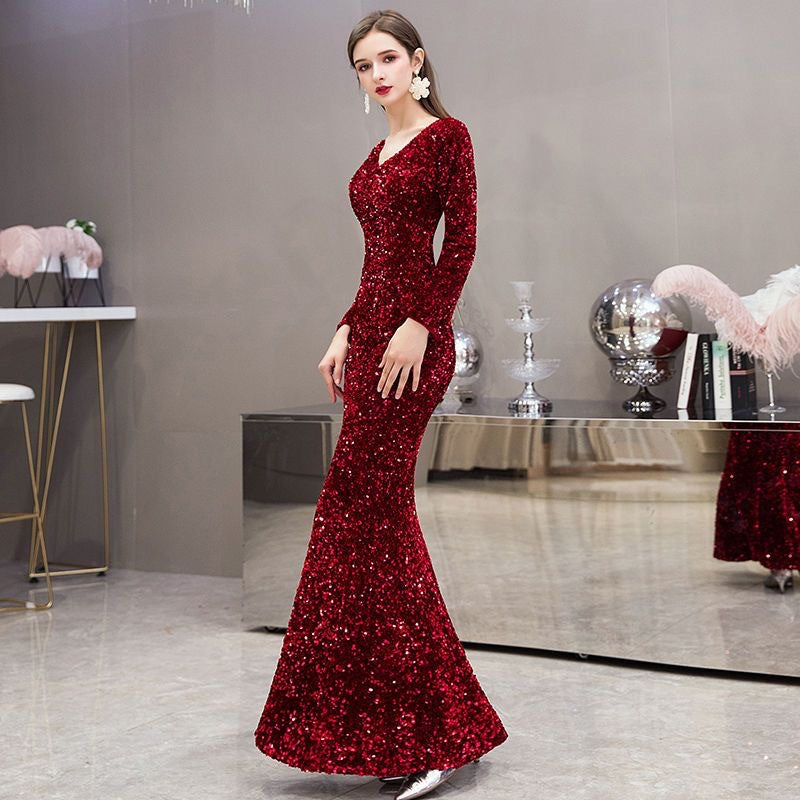 Women Formal Party Elegant Sleeveless V Neck Maxi Evening Dress 5