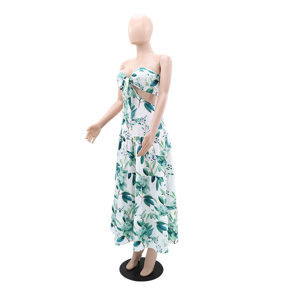 Women Printed Strapless Summer Dress 5