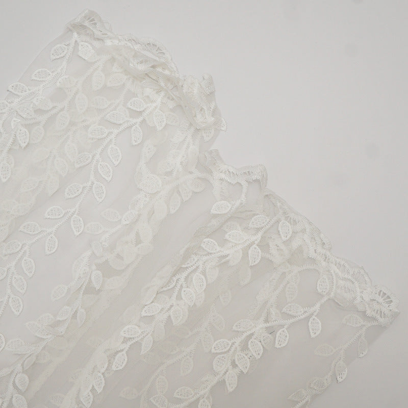 Women mesh lace Floral long-sleeved Top and Bell Bottom long pants two-piece set with belt 16