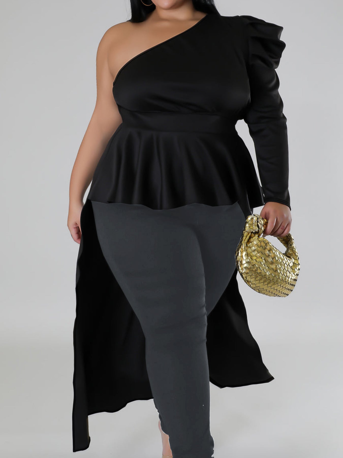 Summer Women Clothing Sexy Irregular Solid One Shoulder Sleeve Top 3