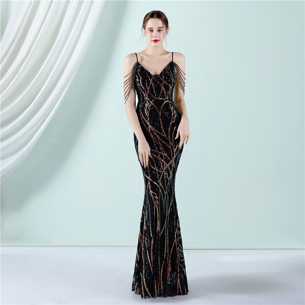 Plus Size Women Sequined Formal Party Maxi Evening Dress 8