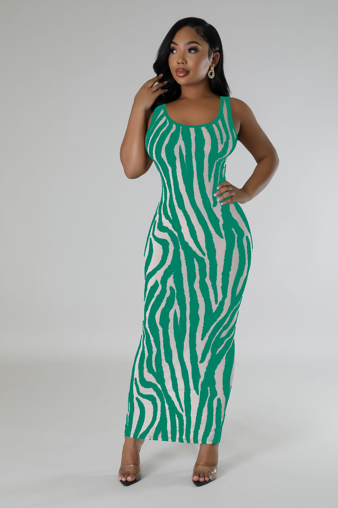 Summer Women's Zebra Print Sleeveless Hollow Long Dress 5
