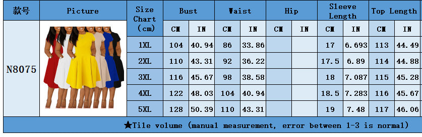 Women Spring Summer Casual Round Neck Pocket Dress 14