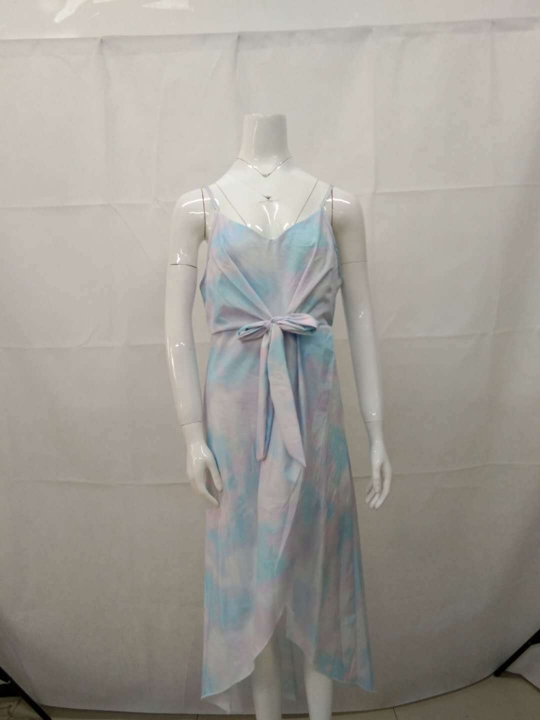 Women summer irregular tie-dye Backless suspender dress 8