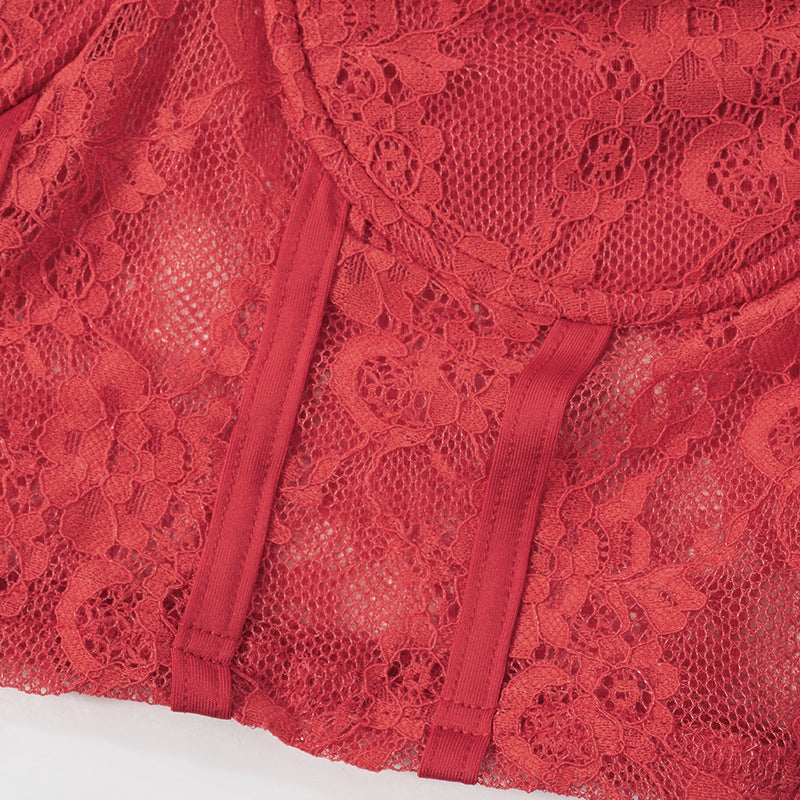 Women's Spring Solid Casual Lace Crop Strapless Top Slim Bell Bottom Pants Two Piece Set 15