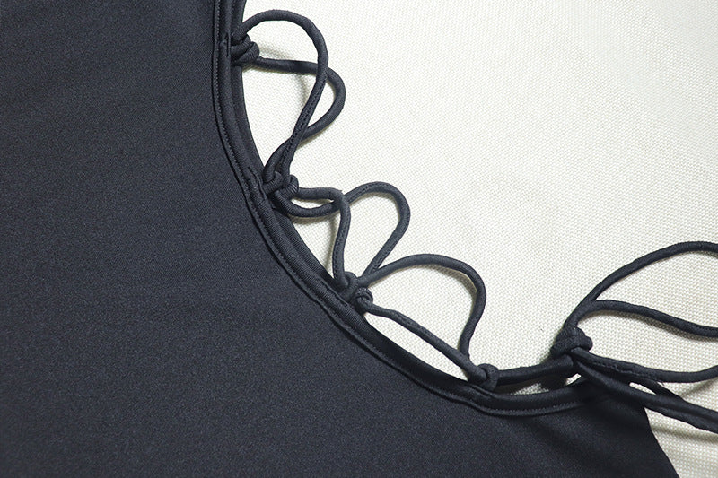 Women Sexy Off Shoulder Bell Bottom Sleeve Drawstring Tie Dress 14