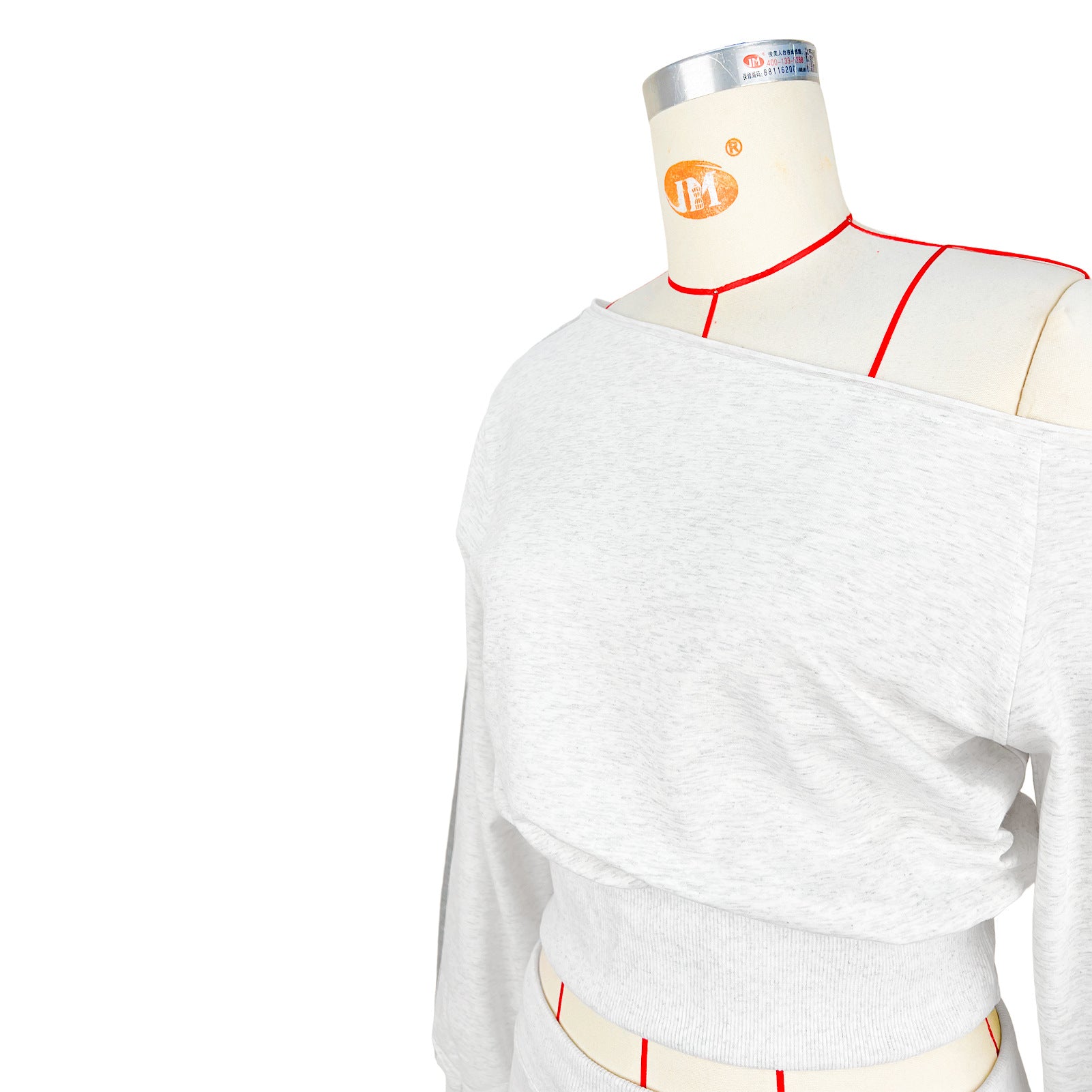 Women's Casual Slash Shoulder Long Sleeve Top Drawstring Shorts Two-Piece Set 24