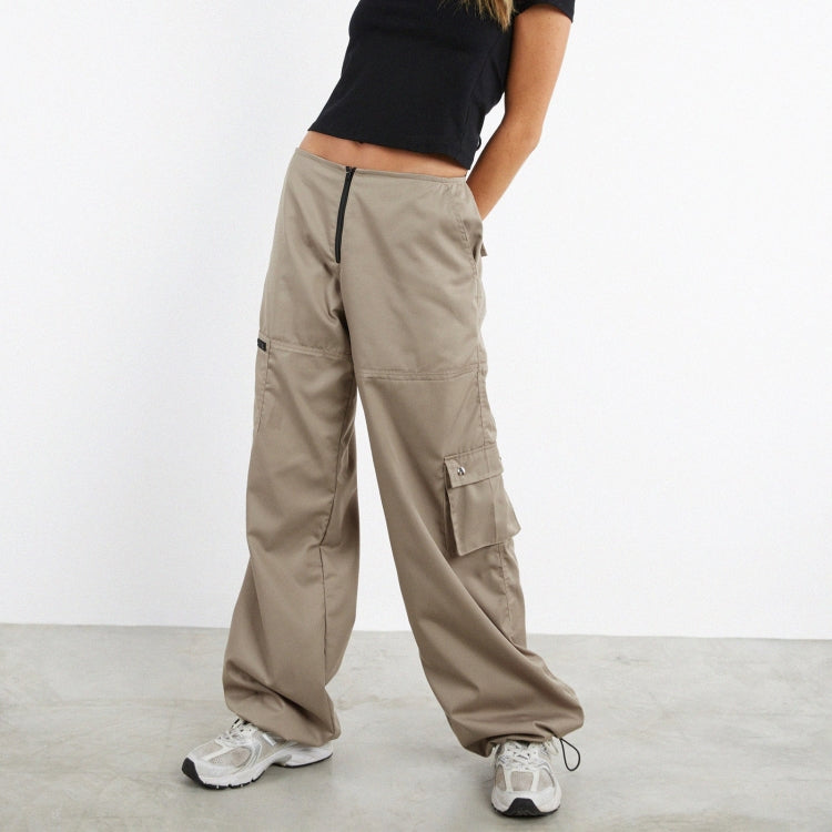 Spring Summer Cargo Pants Women's Multi-pocket Wide Leg Pants Straight High Waist Loose Pants 4
