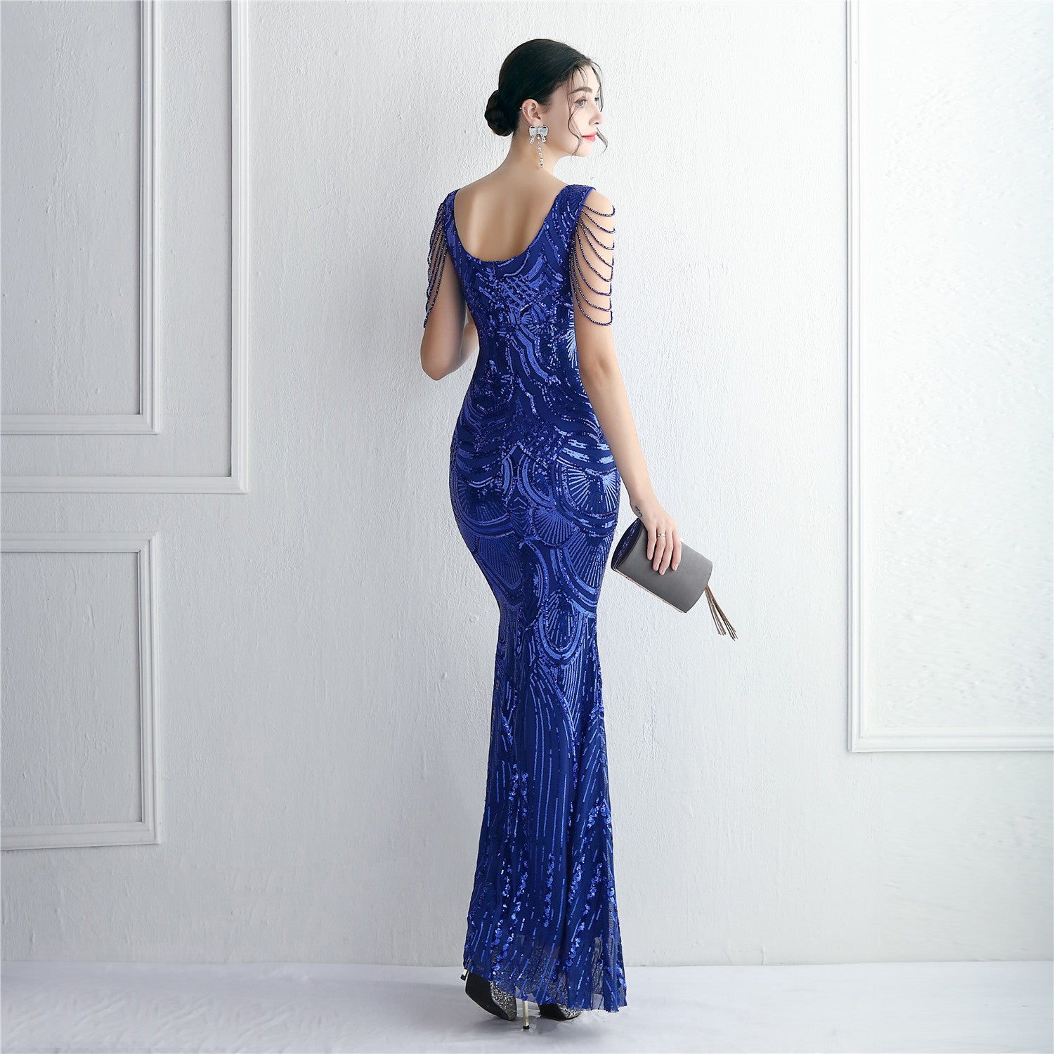 Plus Size Women Luxury Sequin Formal Party Evening Dress 8