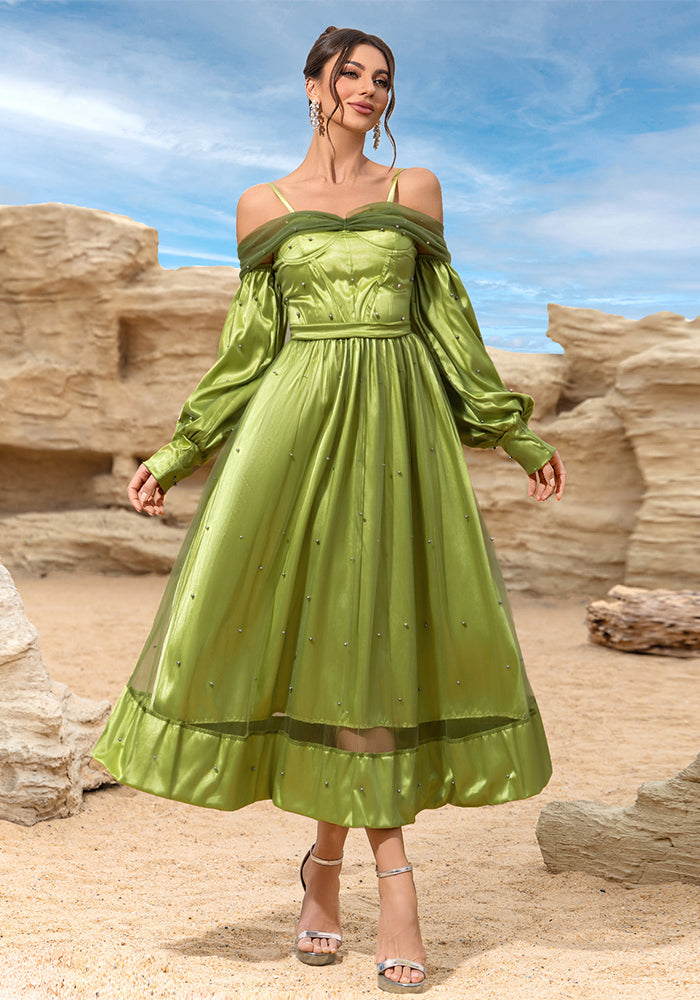 Women Spring and Summer Sexy Strapless Raglan Sleeve Dress