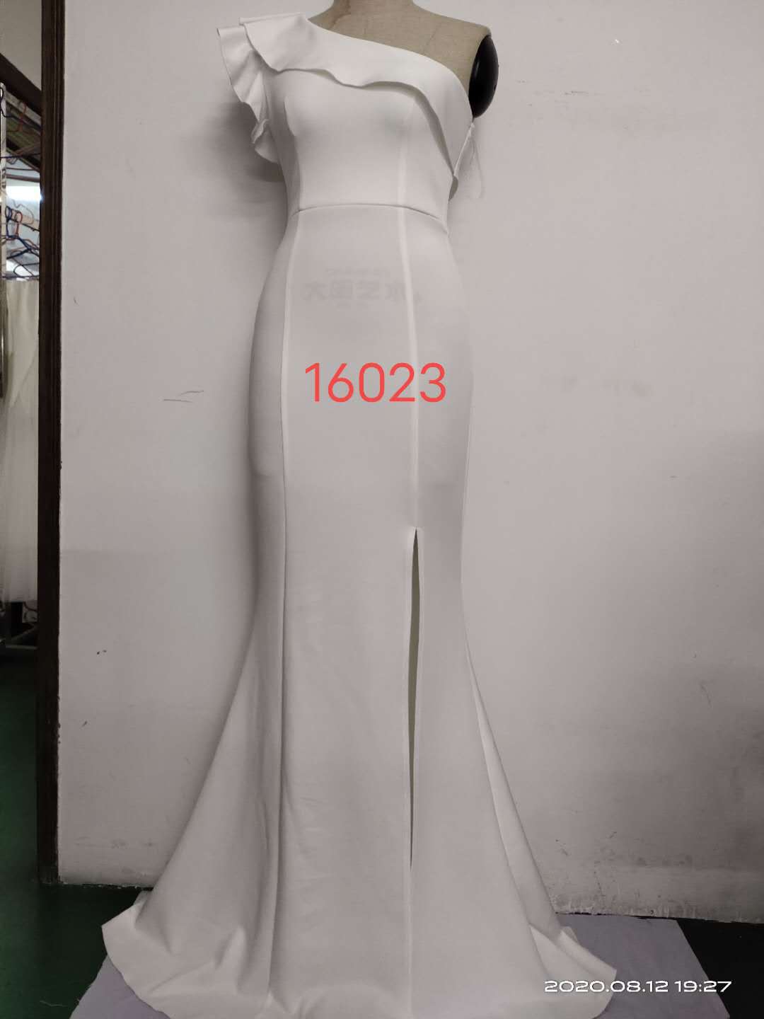 Women Summer Formal One Shoulder Shoulder High Slit Mermaid Evening Dress 23