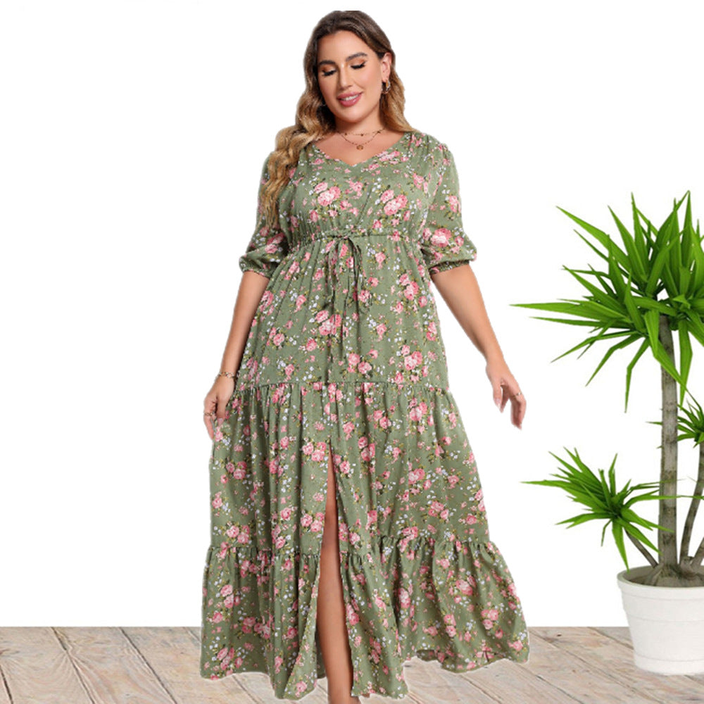 Plus Size Women'S Summer Bohemian Print Loose Casual Maxi Dress 7