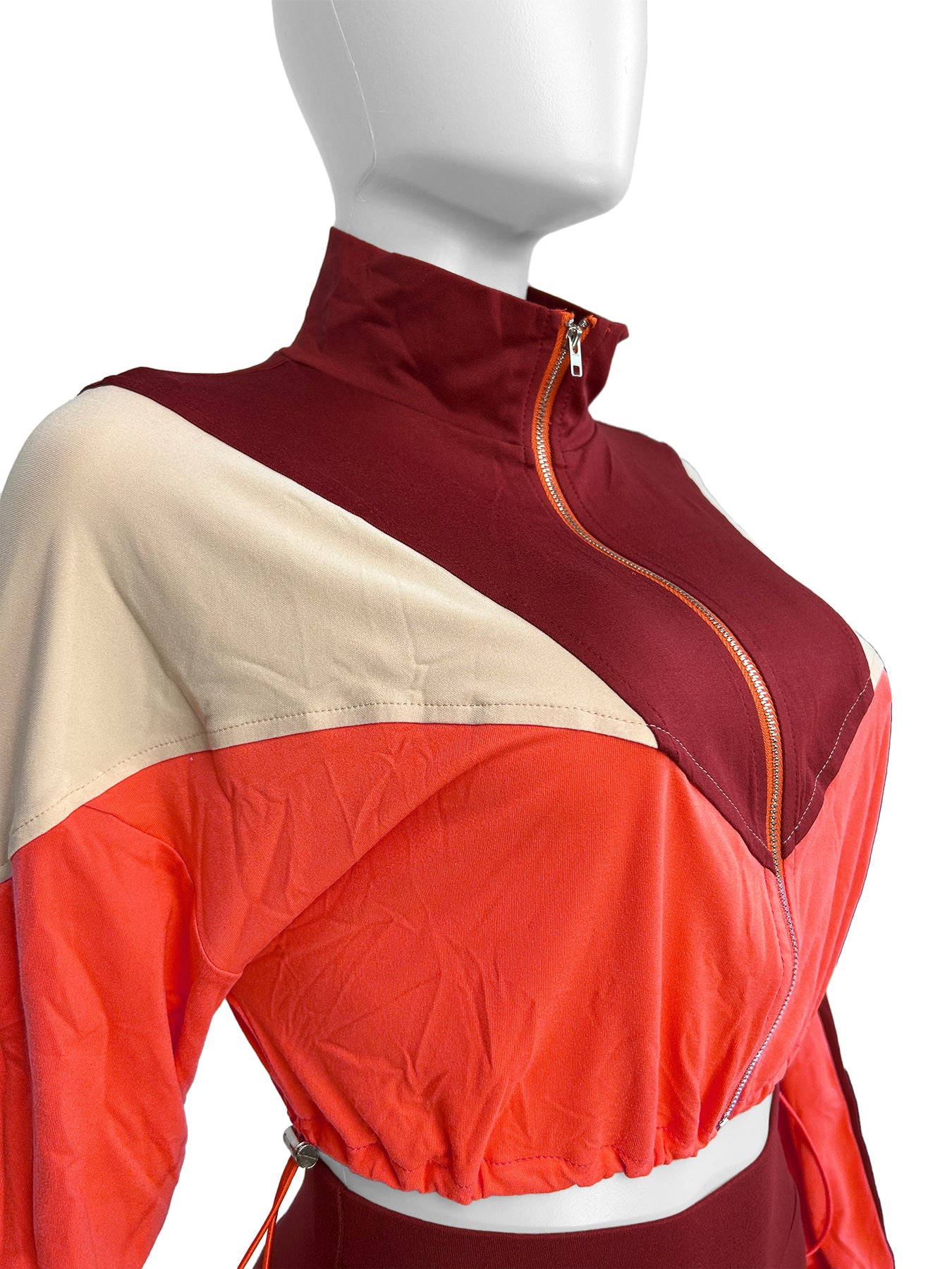 Sports Casual Women's Color Matching Crop High Waist Micro Bell Two-Piece Pants Set 14