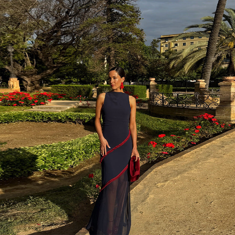 Women Summer Sleeveless Mesh Slit Dress 8