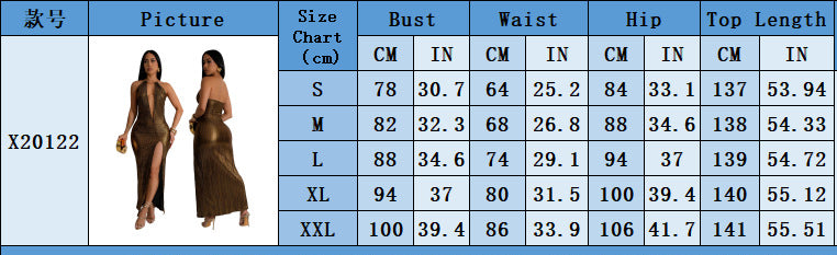 Women sexy V-neck high slit sleeveless party dress 10