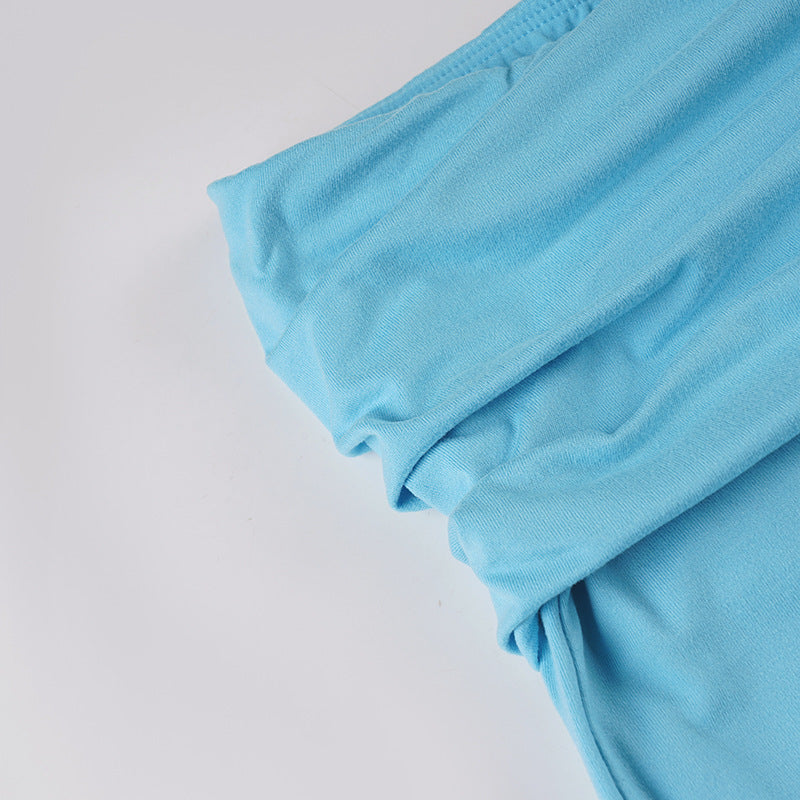 American Casual Sport Color Block Long Sleeve T-Shirt & Fold-Waist Pants Gym Three-Piece Set 20