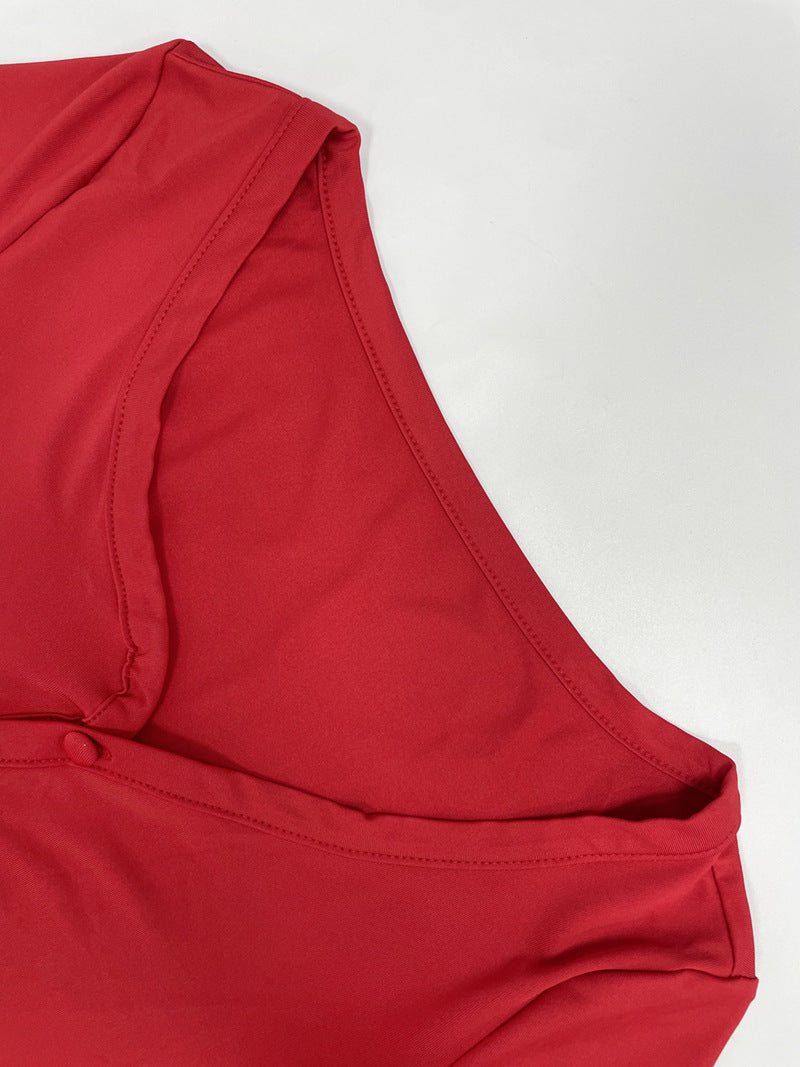 Summer Sexy Single-Button Bell Sleeve Slim Waist Mini Dress 37