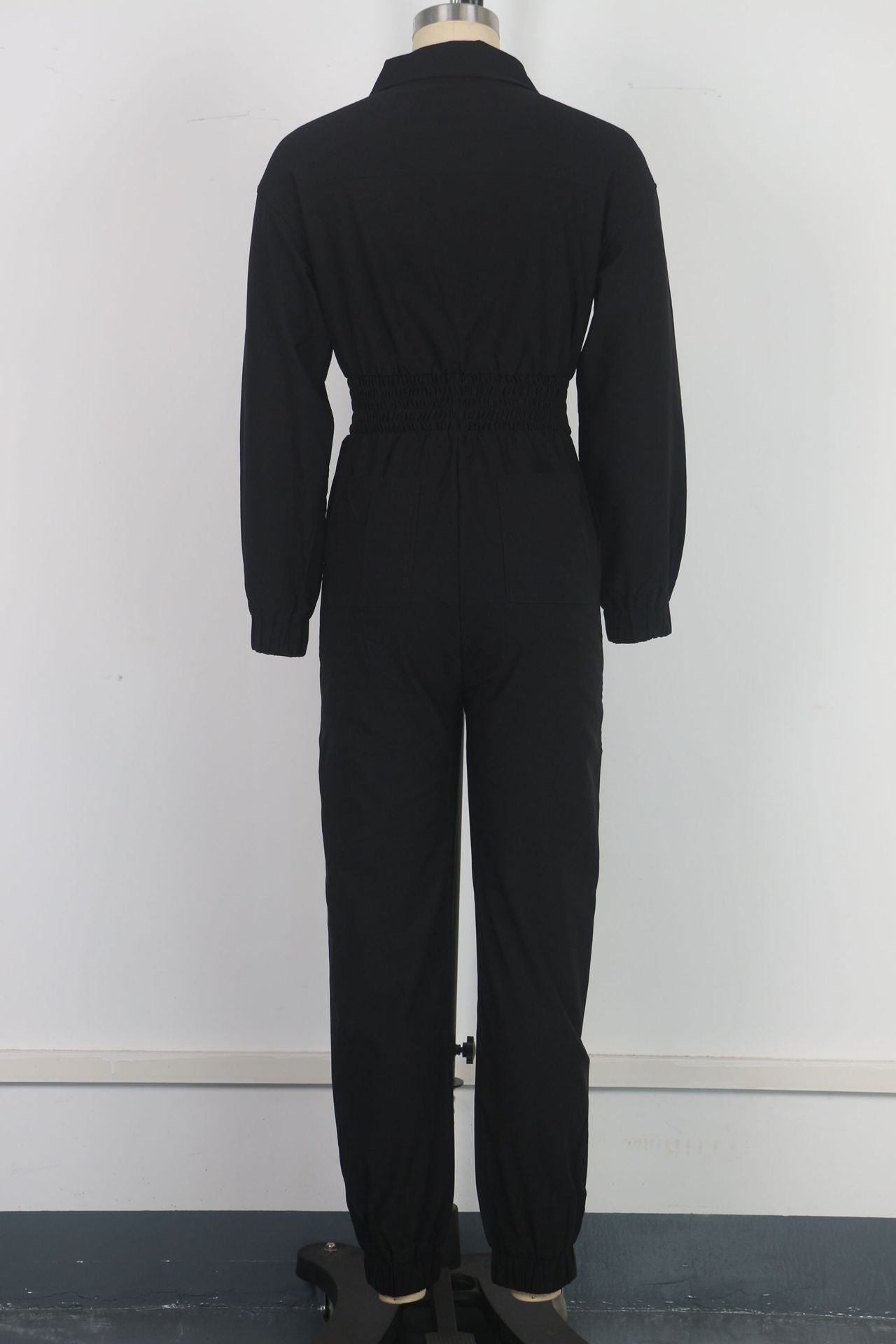 Women Turndown Collar Zipper Cargo Jumpsuit 10