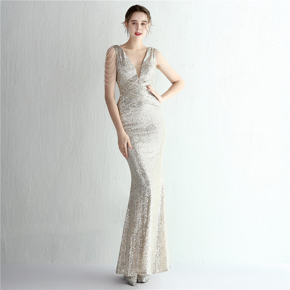 Women Sequin Sequin Long Evening Dress 20