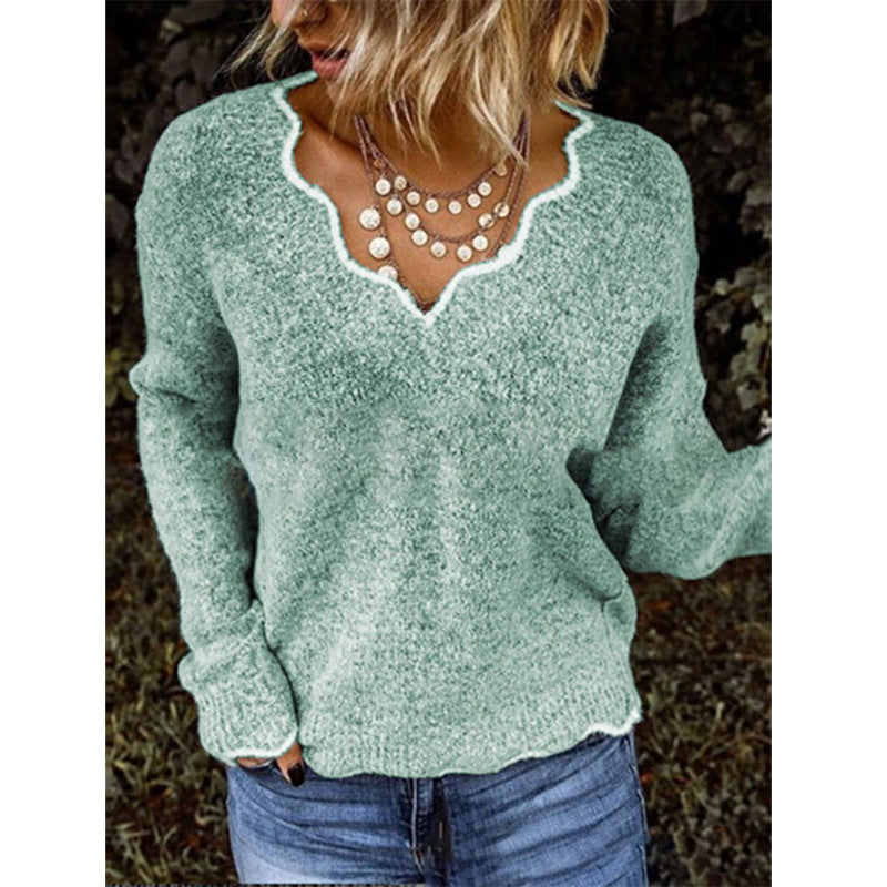 Women v-neck knitting sweater