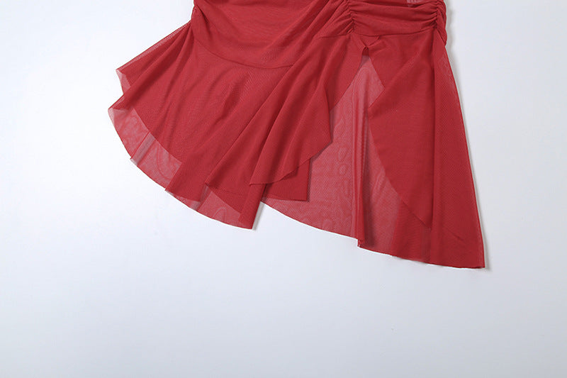 Spring Women's Sleeveless Strap Printed Mesh Slim Sexy Dress 17